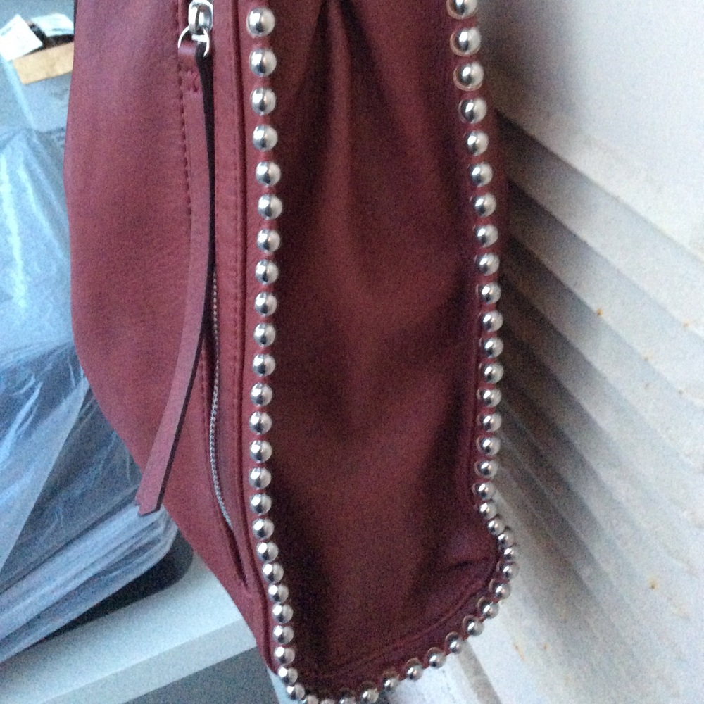 Max Studio Burgundy Studded Talo Vegan Leather Bag - Picture 11 of 16